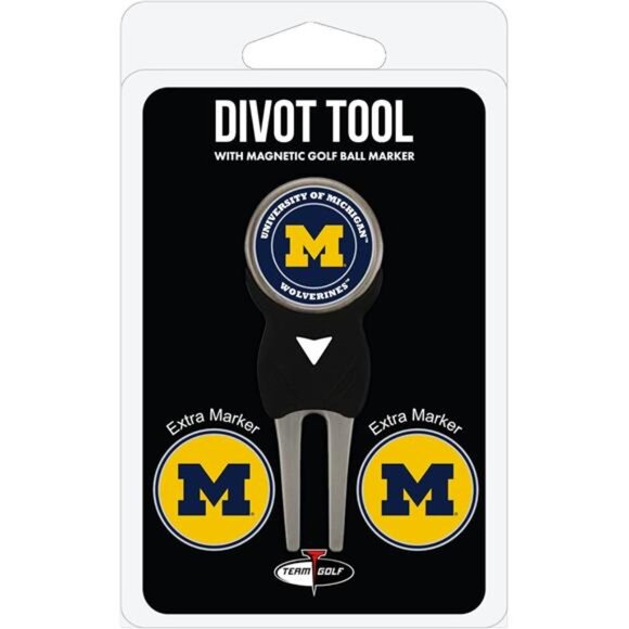Golf NCAA Divot Tool with 3 Golf Ball Markers Pack, Markers are Removable Magnet - Picture 1 of 2